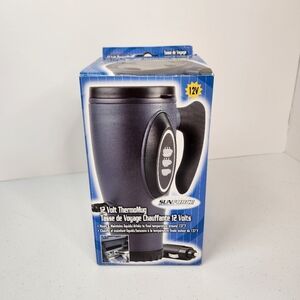 16oz. Sunforce 12 Volt Thermal Heated Travel Mug 3 Temp Settings Car Charger New